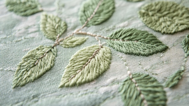 Detail výšivky s botanickými vzormi